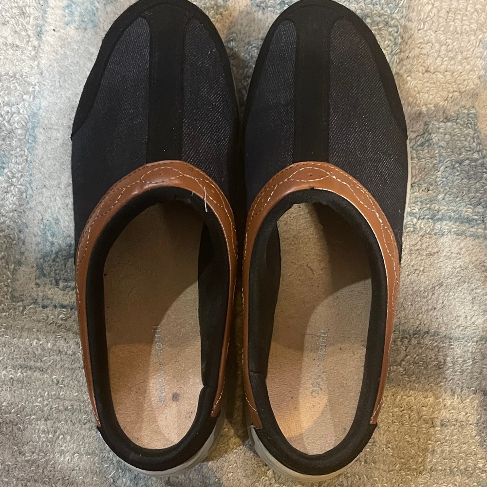 EASY SPIRIT Black/Brown/Gray Slip-On Casual Shoes 8M Sebaye7 Model Like New
